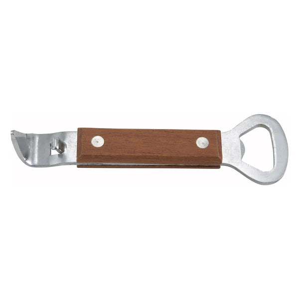 WINCO 7” Can Tapper/Bottle Opener, Stainless Steel with Wooden Handle