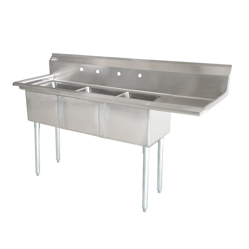 Évier triple Omcan avec égouttoir (à droite)