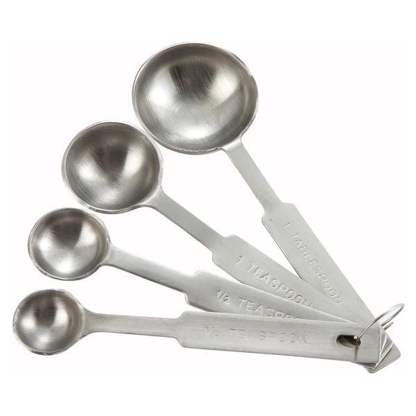 Winco Measuring Spoon Set, 4-Piece, Deluxe, Stainless Steel