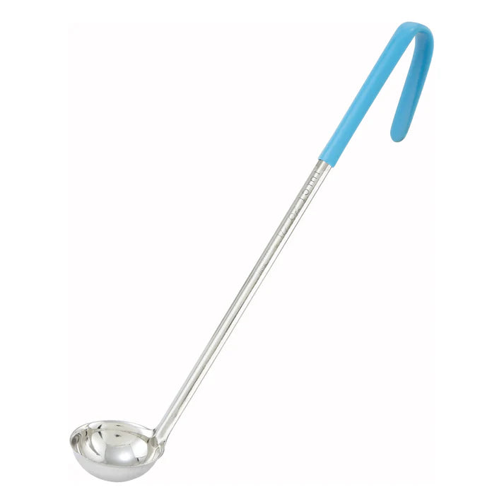 Louche monobloc en acier inoxydable Winco, manches à code couleur