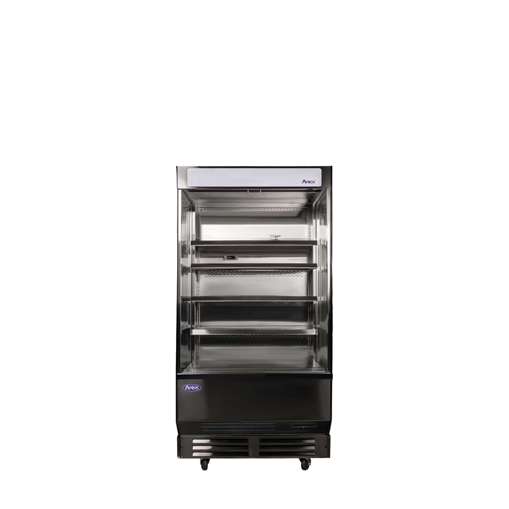 Open-door view of Atosa AOM-40B 40″ Open Air Merchandiser