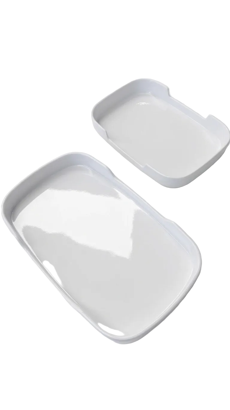 Plateau de service rectangulaire blanc en mélamine de 8,5 po