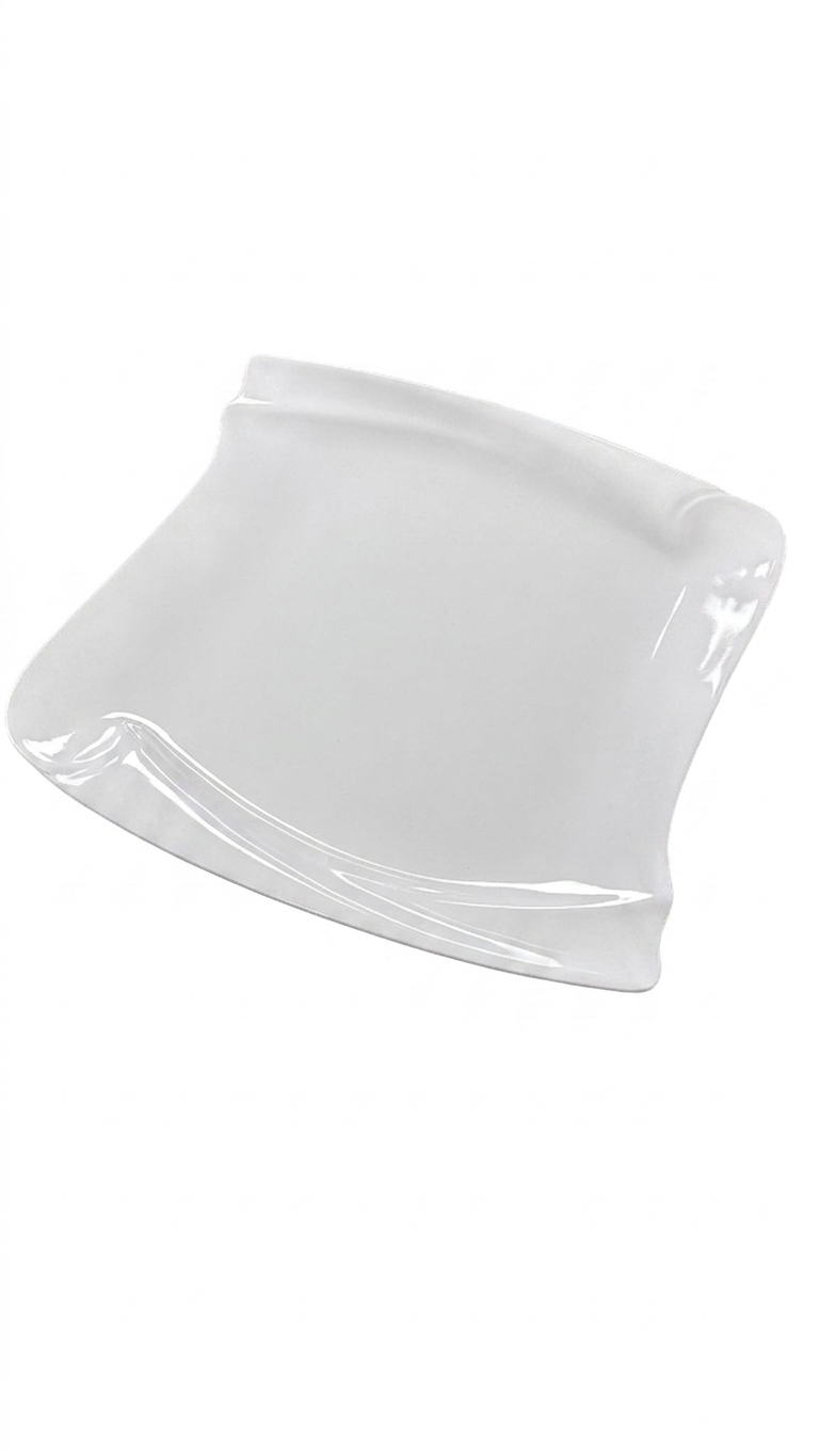Assiette carrée ondulée en mélamine blanche 29,7 cm