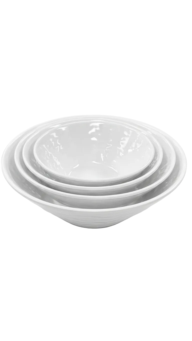 Bol rond à encoches en mélamine blanche