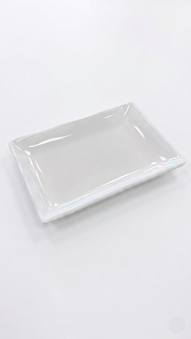 Assiette rectangulaire en mélamine blanche (30,5 cm, 35,5 cm)