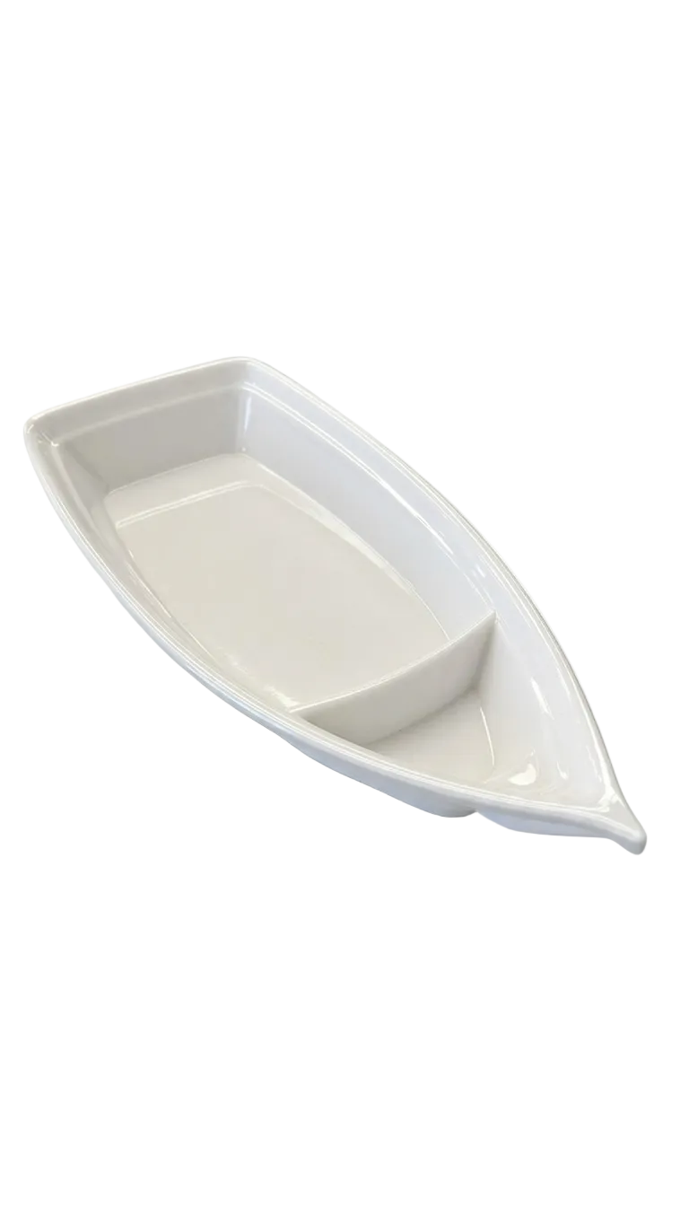 Assiette bateau en mélamine blanche 33 cm