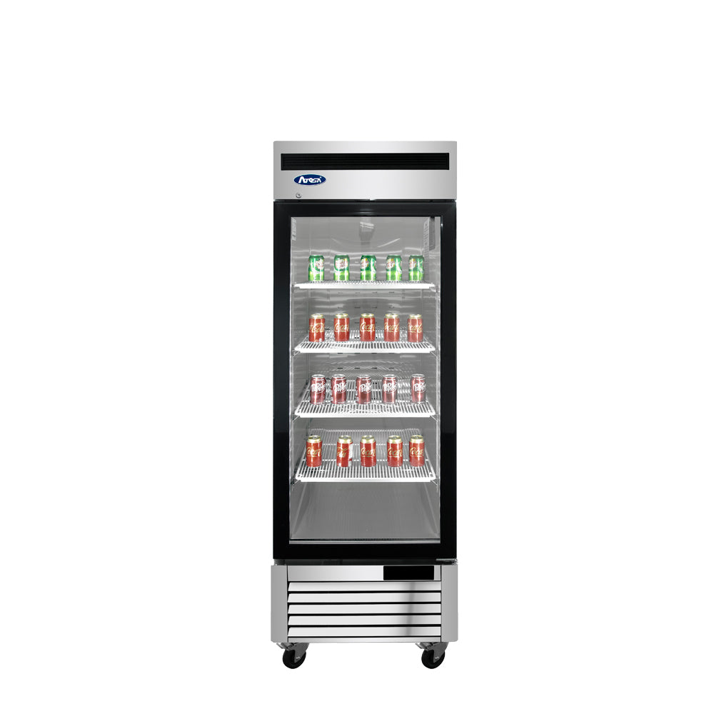 Réfrigérateur vertical Atosa 27 po à porte vitrée simple et moteur en bas