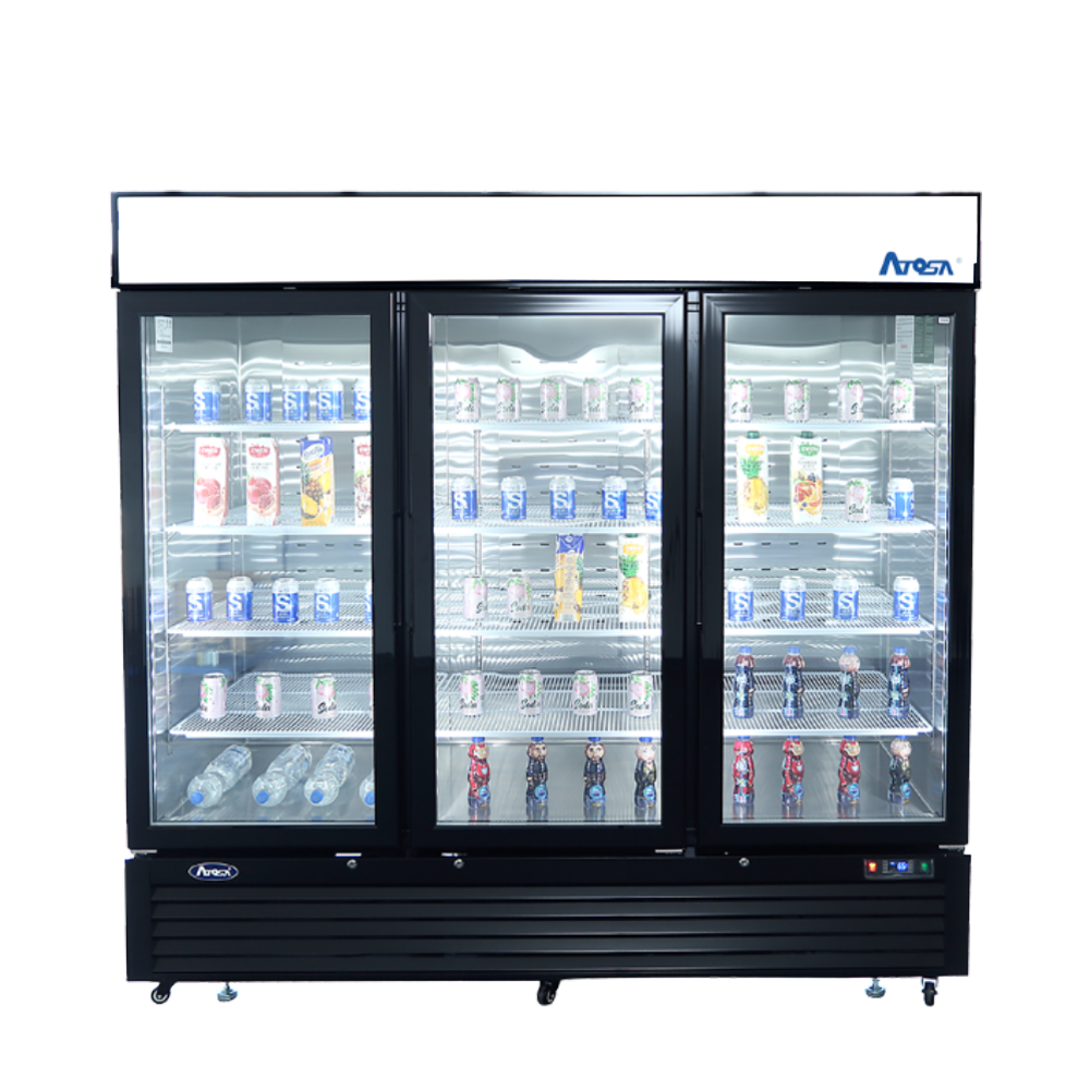 Atosa 81.9'' Black Merchandiser Freezer (3 Glass Door)