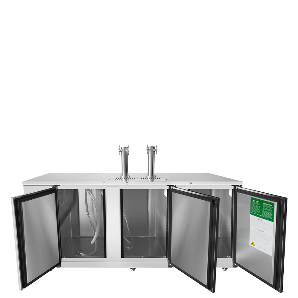Open-door view of Atosa MKC90GR 90″ Direct Draw Keg Cooler