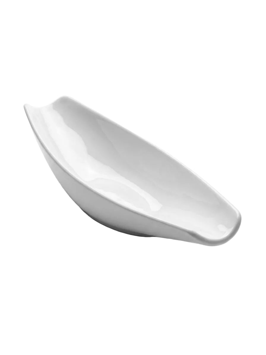 Assiette cuillère brillante blanche en mélamine de 33 cm