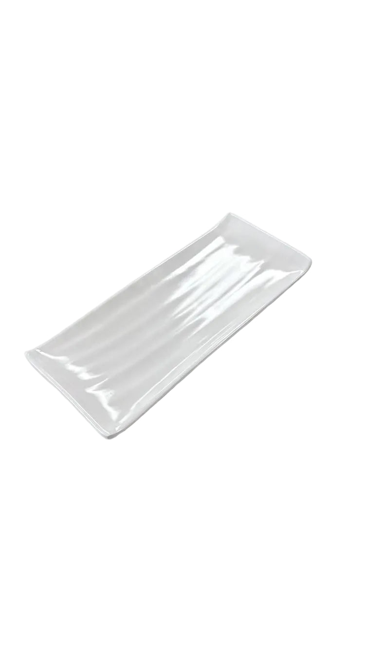 Assiette rectangulaire en mélamine 21 cm Blanc/Noir