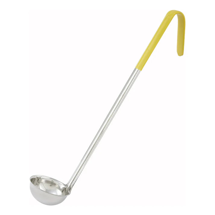 Louche monobloc en acier inoxydable Winco, manches à code couleur