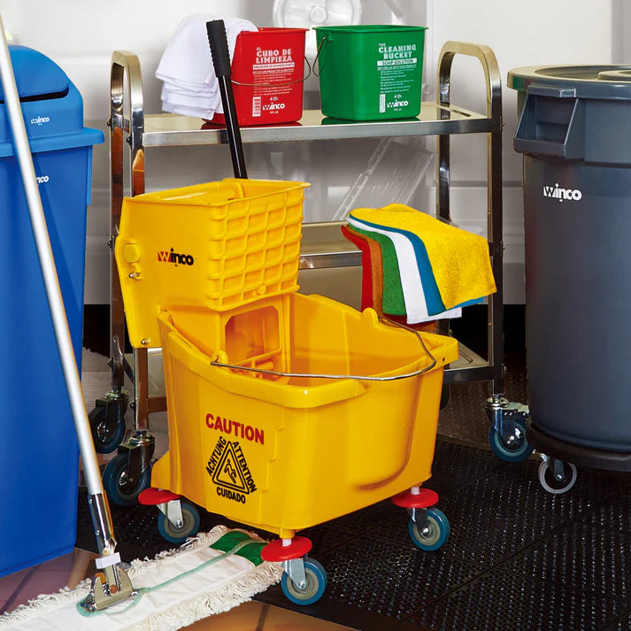 WINCO Mop Bucket w/Wringer, 36qt, Yellow