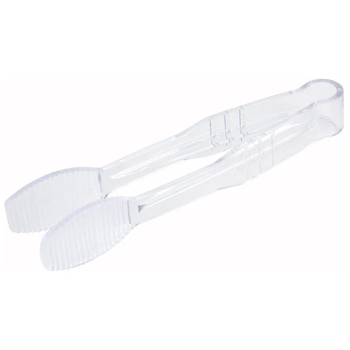 WINCO 6” Flat Tongs, Polycarbonate - Clear