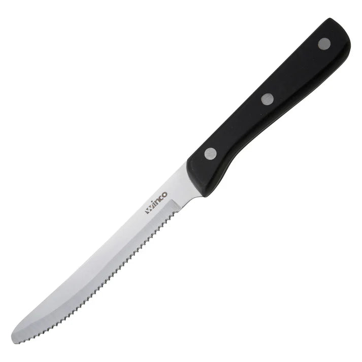 Couteau à steak Winco avec manche pommeau massif, pointe arrondie