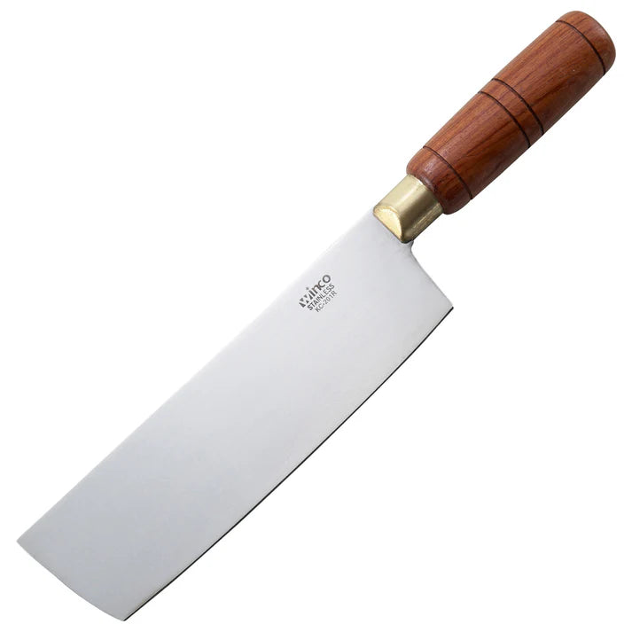 WINCO Chinese Cleaver with Wooden Handle, 7” x 2” Blade