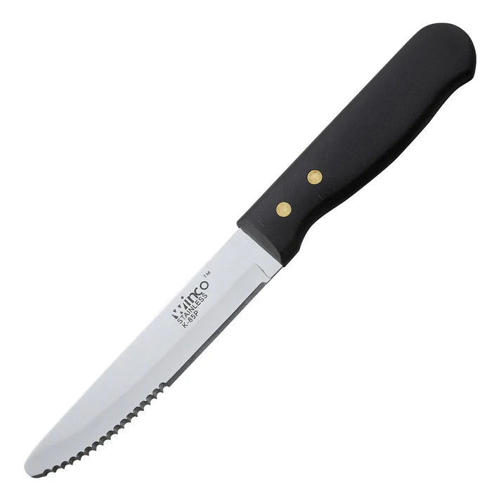 WINCO Solid POM Handle Steak Knife, Round Tip