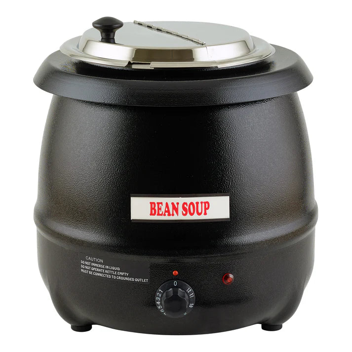 Winco Electric 10 Qt Deluxe Black Kettle Soup Warmer Set, 110V