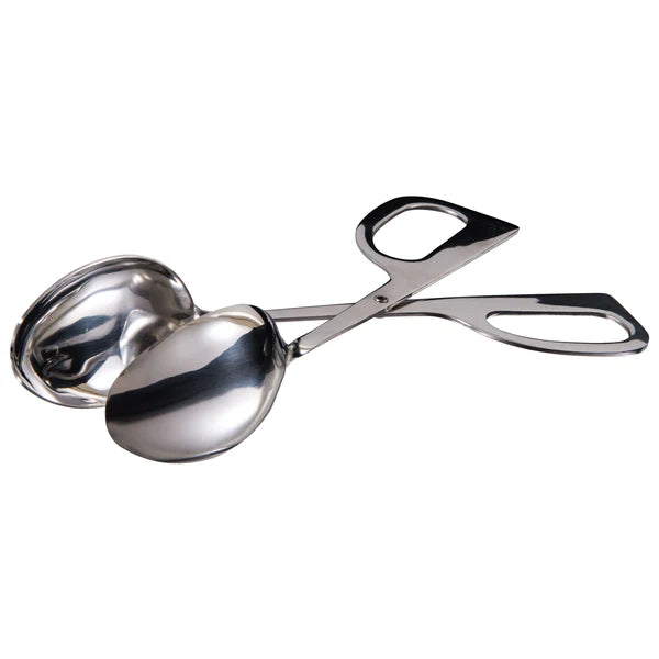 WINCO 10" Stainless Steel Salad Tongs, Double Spoon, Mirror Finish