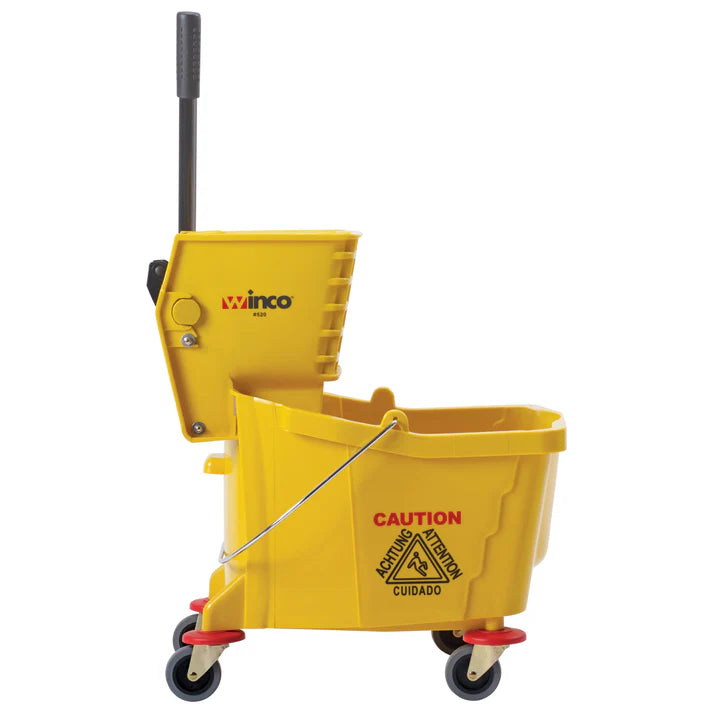 Winco Mop Bucket W/Wringer, 36Qt, Yellow