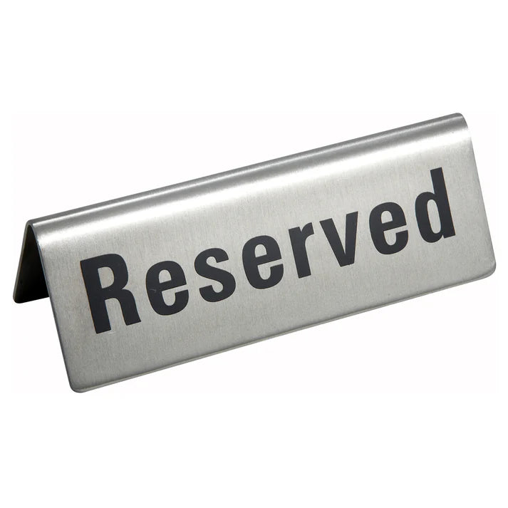 WINCO Reserved Sign, Stainless Steel