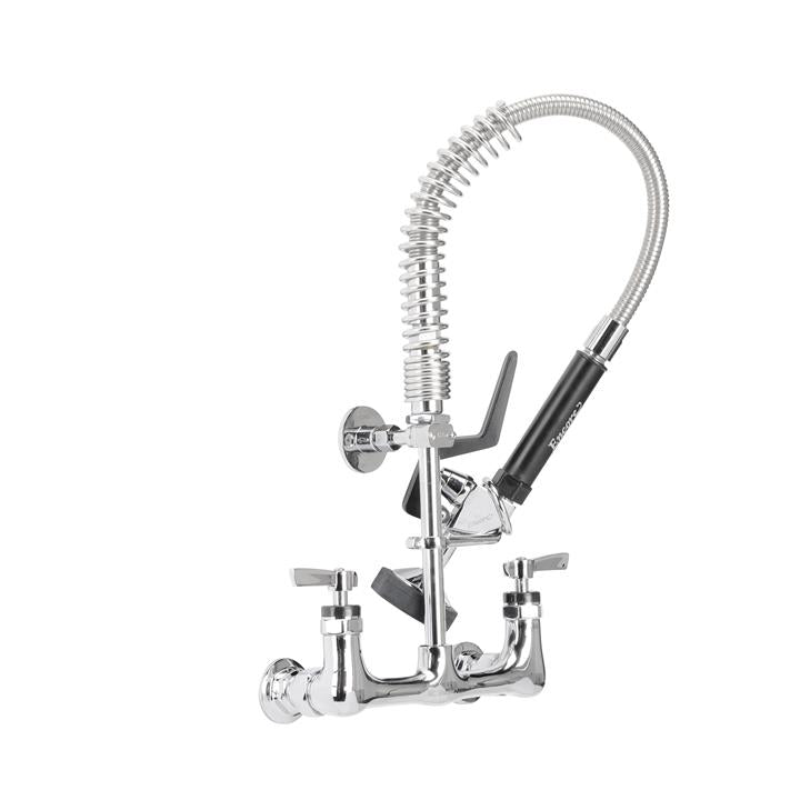 Encore 8" OC Brass Chrome Plated Mini Pre-Rinse Assembly with Wall Bracket