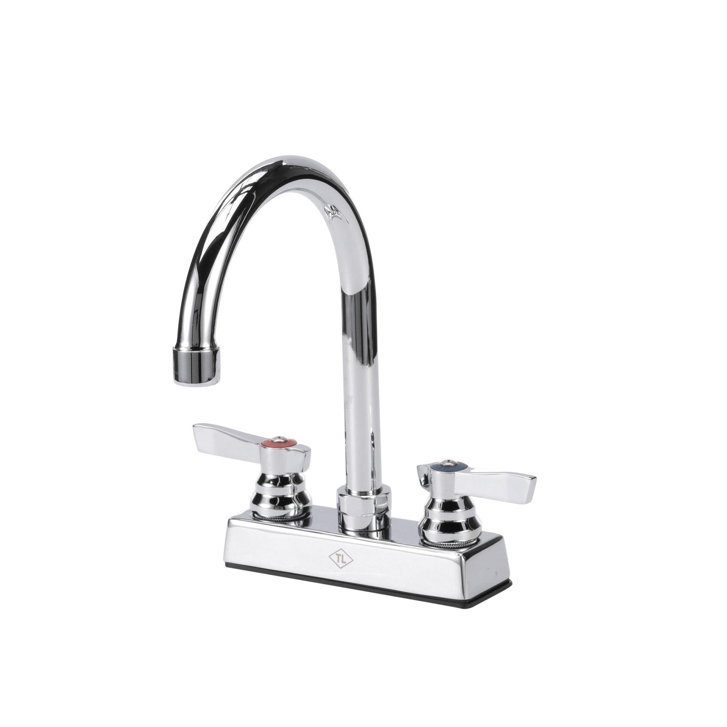 TOP-LINE 4" OC Deck Mount Faucet Ceramic Valves with 6" Swivel Gooseneck Spout