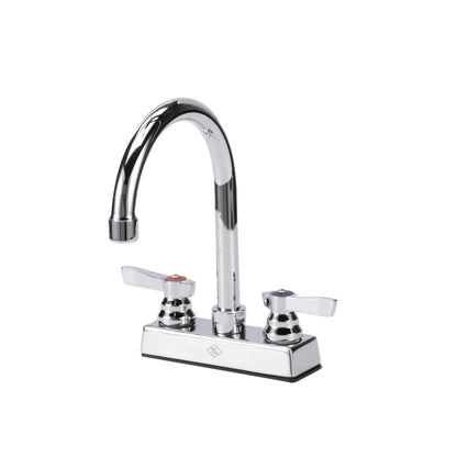 TOP-LINE 4" OC Deck Mount Faucet Ceramic Valves with 6" Swivel Gooseneck Spout