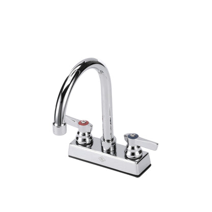TOP-LINE 4" OC Deck Mount Faucet Ceramic Valves with 6" Swivel Gooseneck Spout