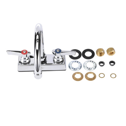 TOP-LINE 4" OC Deck Mount Faucet Ceramic Valves with 6" Swivel Gooseneck Spout
