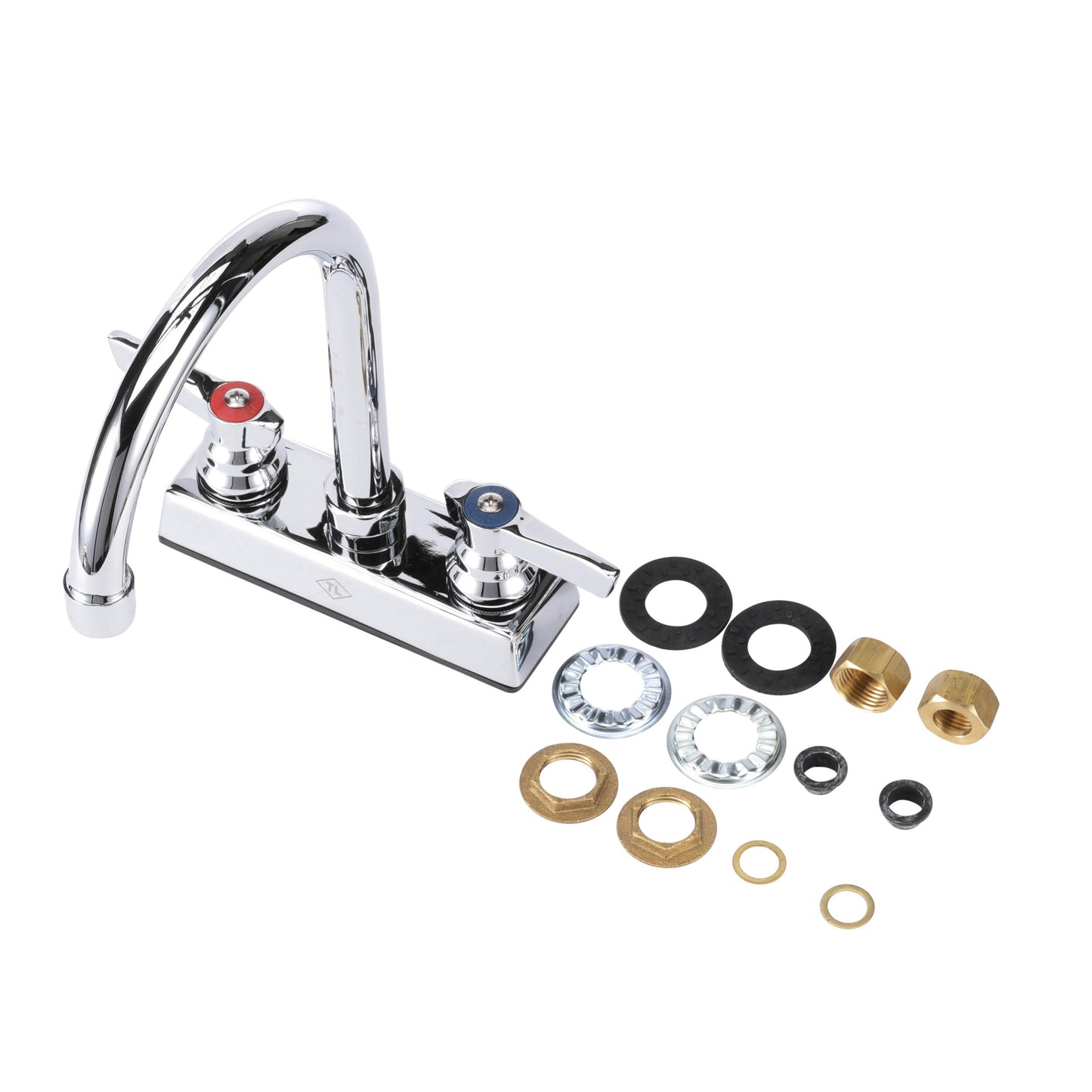 TOP-LINE 4" OC Deck Mount Faucet Ceramic Valves with 6" Swivel Gooseneck Spout