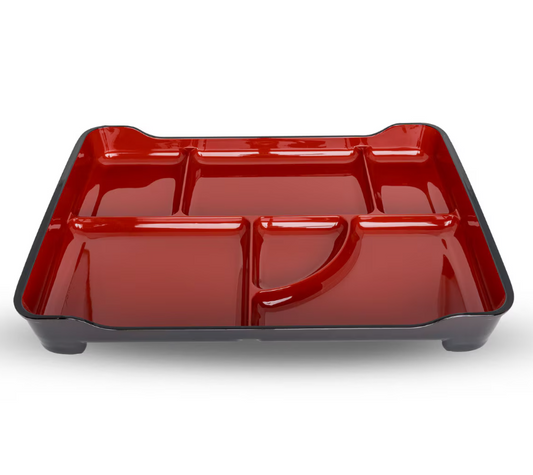 KORIN Bento Tray 14" (5 Compartment w/ Sauce Well, Stackable)