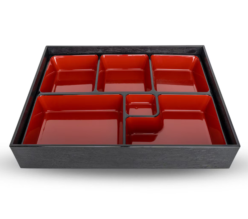 KORIN Black and Red Bento Box 12"