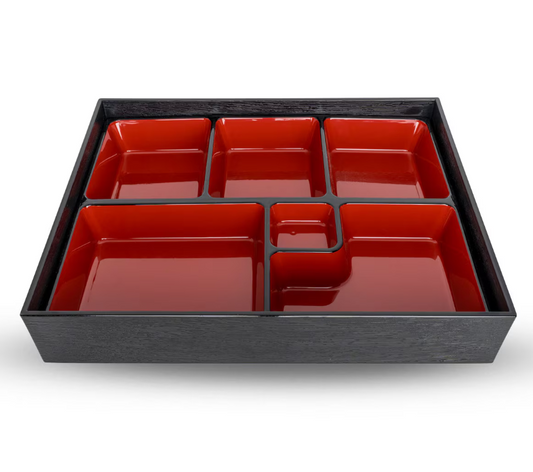 KORIN Black and Red Bento Box 12"