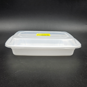 16Oz White Rect Container W/ Lid