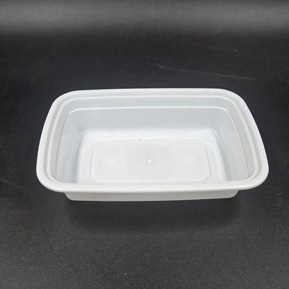 24oz White Rect Container W/ Lid