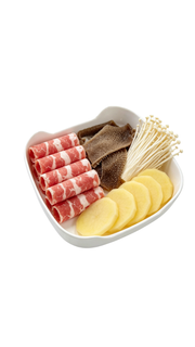 Melamine 5.5" White/Black Square Dish (Hot Pot Dish)