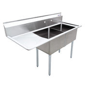 Omcan 18''X18''X11'' Double Sink W/ Left Drain Board