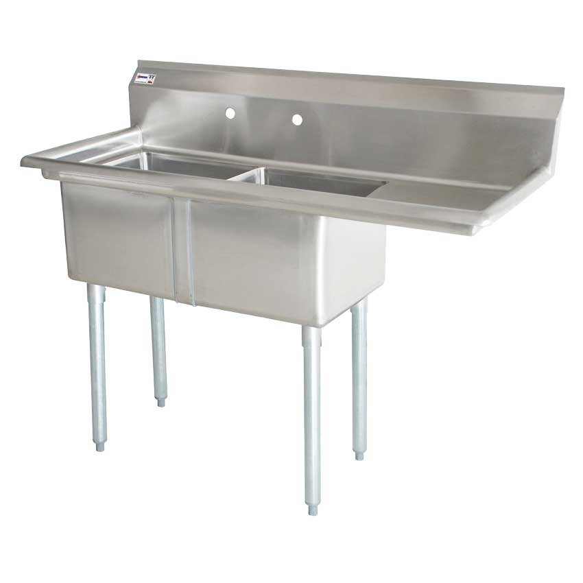 Omcan Double Sink W/Drain Board (Right)