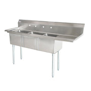 Omcan Triple Sink W/Drain Board (Right)