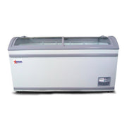 Omcan 58'' Ice Cream Display Chest Freezer (Curve Glass Top)