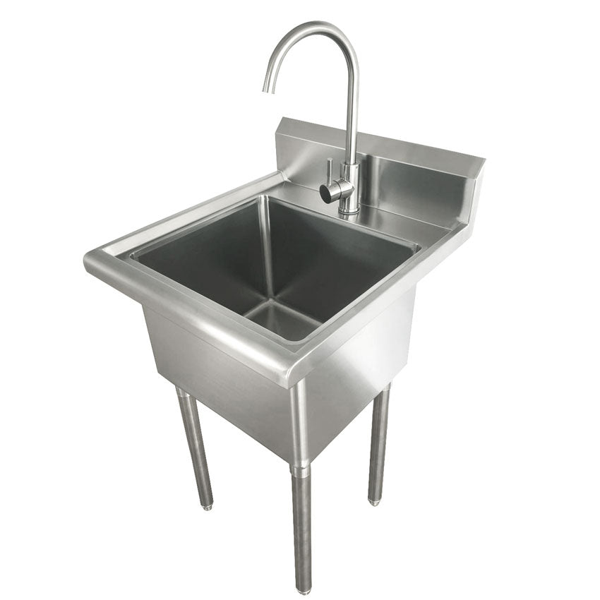 Omcan 18"X16"X13" Sink With Faucet And Drain Basket