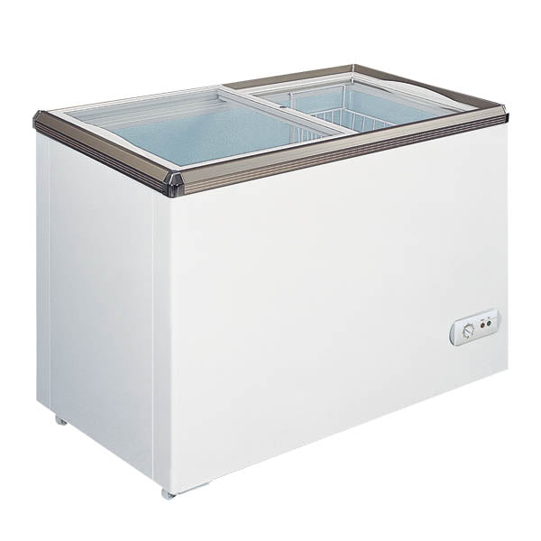 Omcan 29'' Ice Cream Display Chest Freezer (Flat Glass Top)