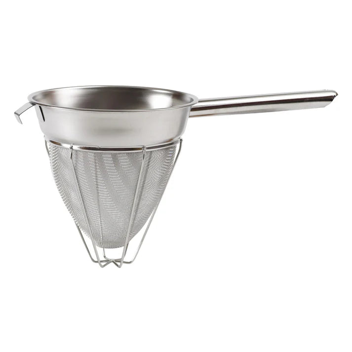 WINCO Hollow Handle Stainless Steel Bouillon Strainer with Extra Fine Mesh - 10"