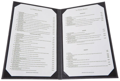 WINCO Two-View Menu Cover - Black, 8-1/2" x 14"