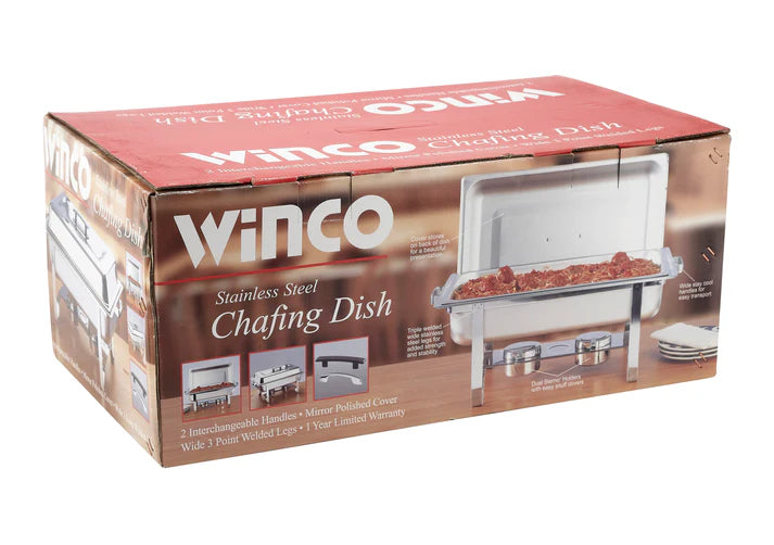 WINCO Newburg 8 Quart Full-Size Chafer, Stainless Steel