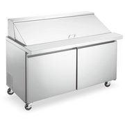 Omcan 60'' Refrigerated Prep Table, 2 Doors, 15 Cu. Ft.