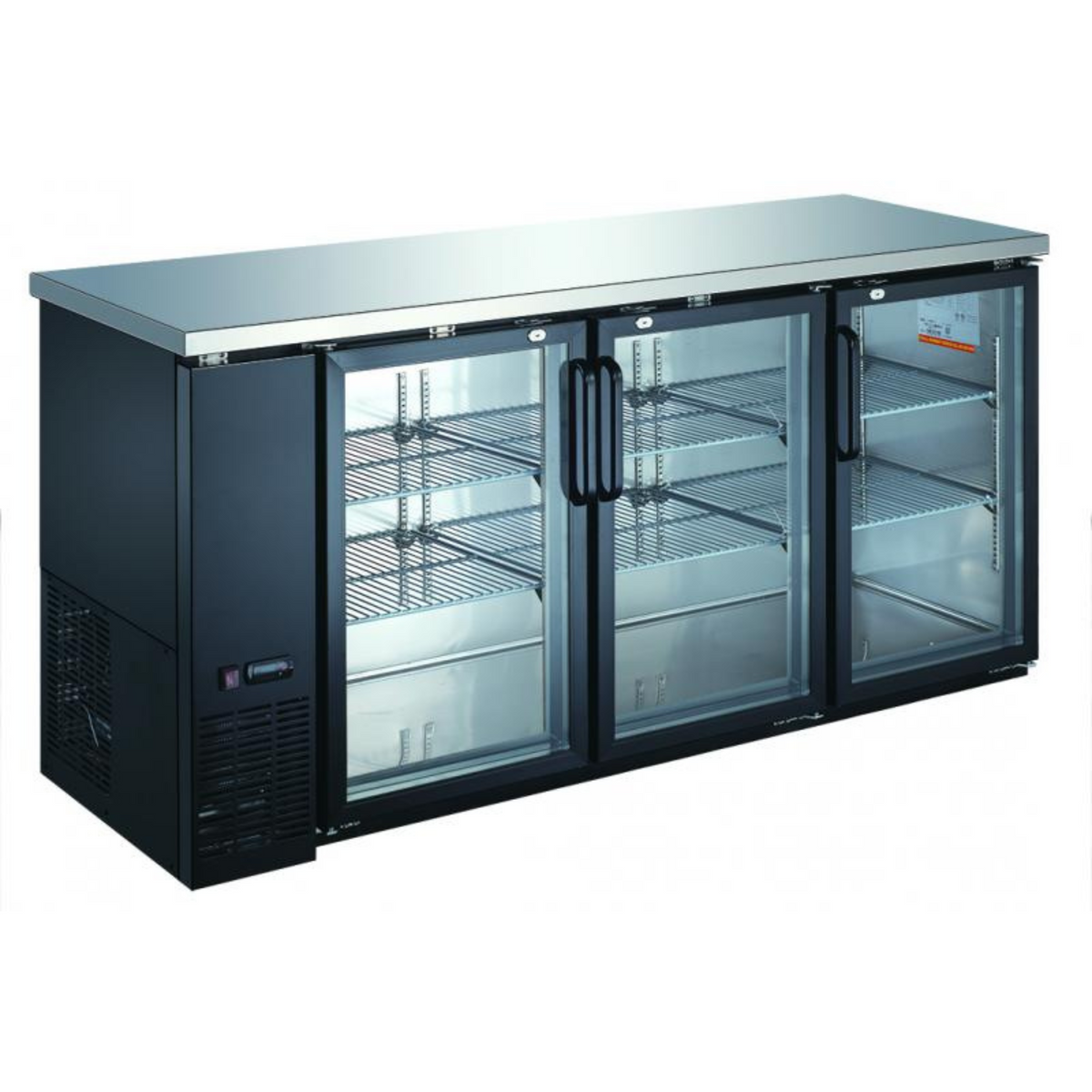 Omcan 73" Three Glass Door Bar Cooler W/ 19.6 Cubic Feet