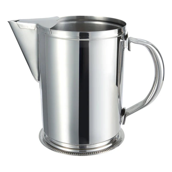WINCO 64 oz Water Pitcher with Ice Guard, Stainless Steel