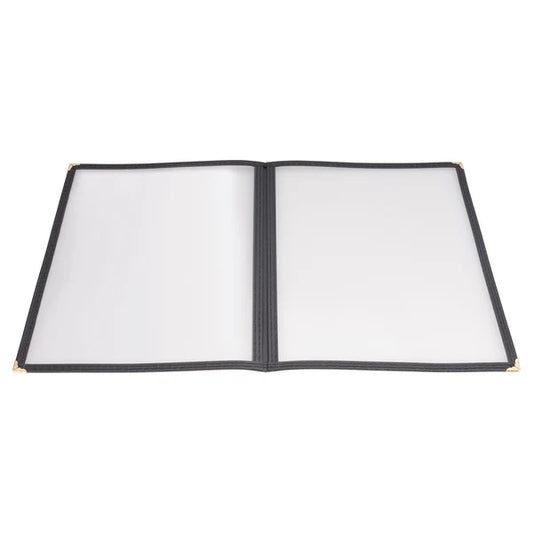 WINCO Book-Fold Double Panel Menu Cover - Black